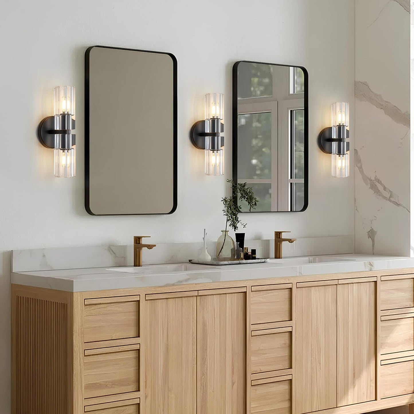 SHEKAITAO Crystal Wall Sconces Set of Two, 13" Modern Brass Sconces Lighting with K9 Crystal Lampshade,Indoor Wall Sconce Bedroom Wall Light Fixtures for Living Room Bathroom Hallway Stairs Entryway