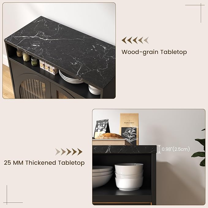 Sideboard Buffet Cabinet with Storage, 31.5" Coffee Bar Cabinet with LED Lights