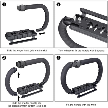 3-Shoe DSLR/Mirrorless/Action Camera Camcorder Phone Stabilizer Expansion Cage Mount Moviemaking Holder Rig YouTube Tiktok Vlogging Video Kit Compatible with GoPro Canon Nikon Sony iPhone Android