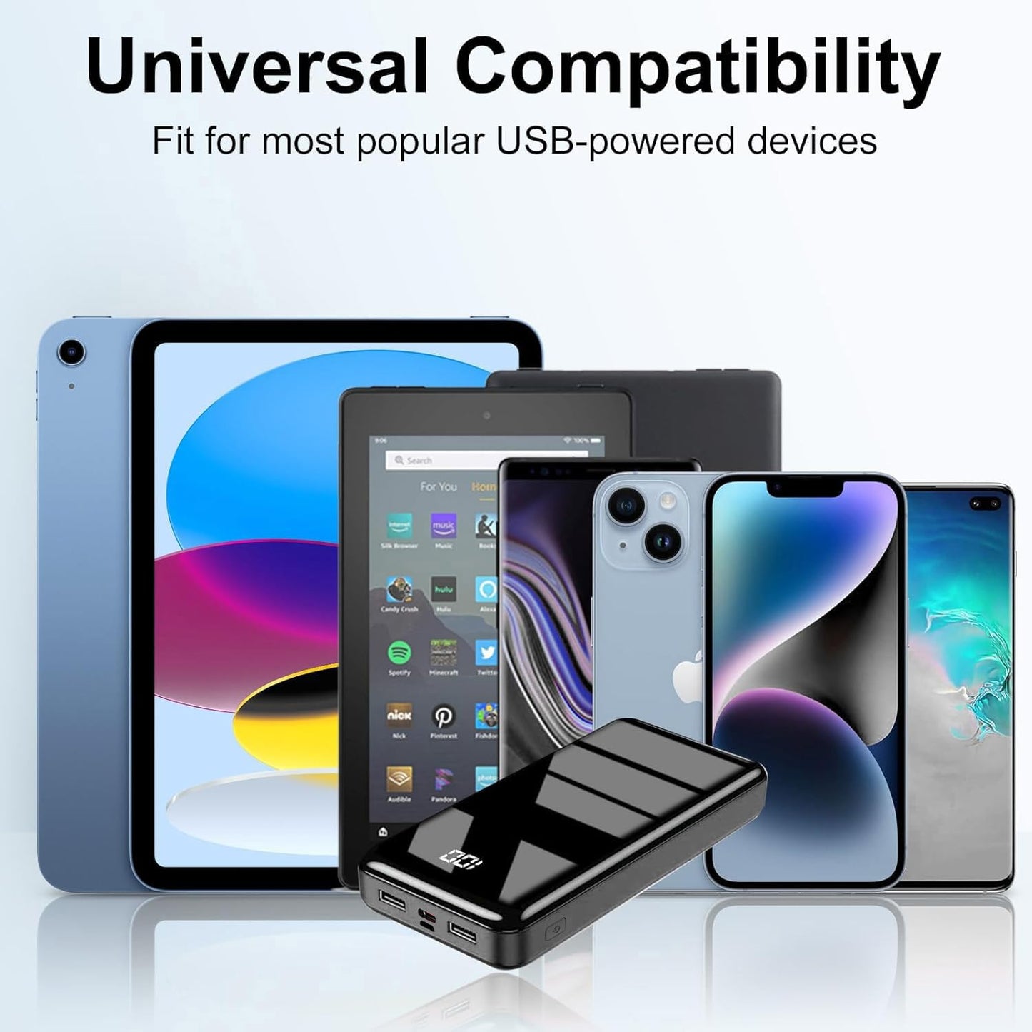 Power Bank 27,000mAh, QC 4.0 USB C 22.5W Fast Charging PD 20W Portable Charger, Mobile Phone Battery Pack 3 Outputs & 2 Inputs High Capacity Compatible for Smartphones