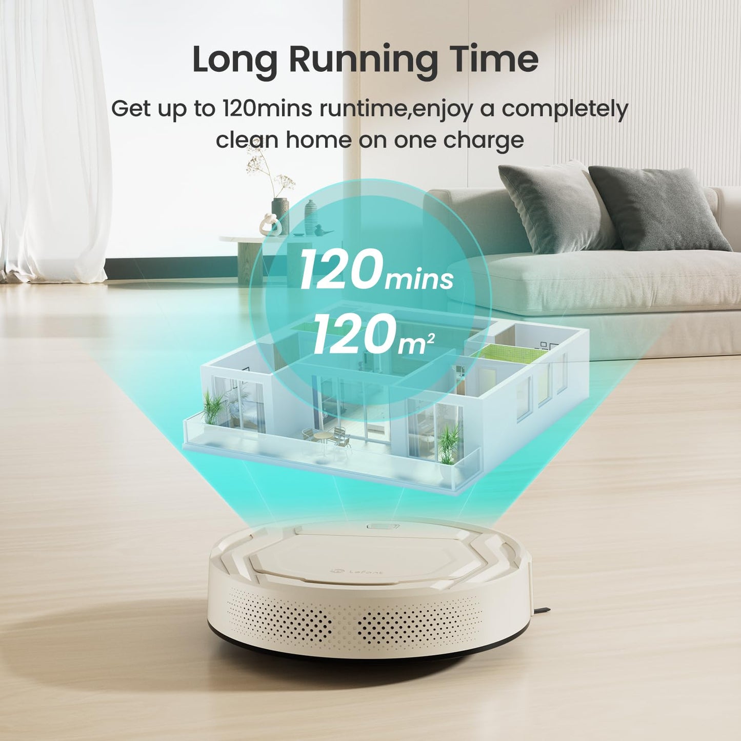 Lefant M210 Pro Robot Vacuum, Slim Quiet, 3 Adjustable Suction Levels, 6 Modes, Robot Vacuum Cleaner for Pet Hair, Hard Floors & Low Carpets, Self-Charging, WiFi/App/Alexa Control, Gray