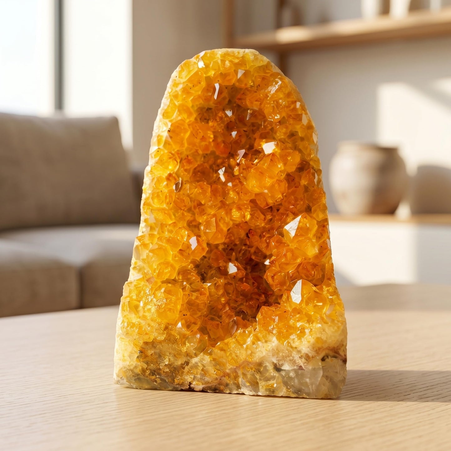 CrystalHola 1Pc Yellow Geode Crystal Cluster 200-300g (0.44-0.66lb) for Meditation, Home Decoration, Crystal Collecting, Feng Shui Ornaments