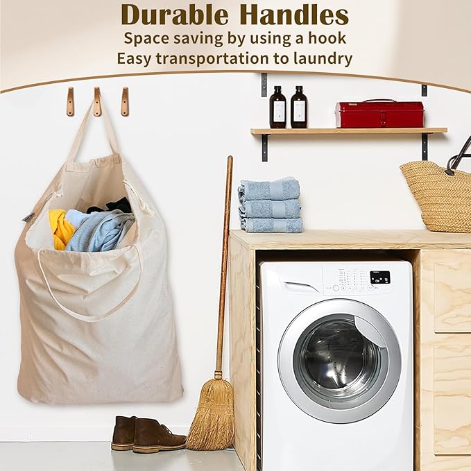Cotton Canvas Laundry Bag 33"Wx 35"H, Thick Cotton Laundry Bag