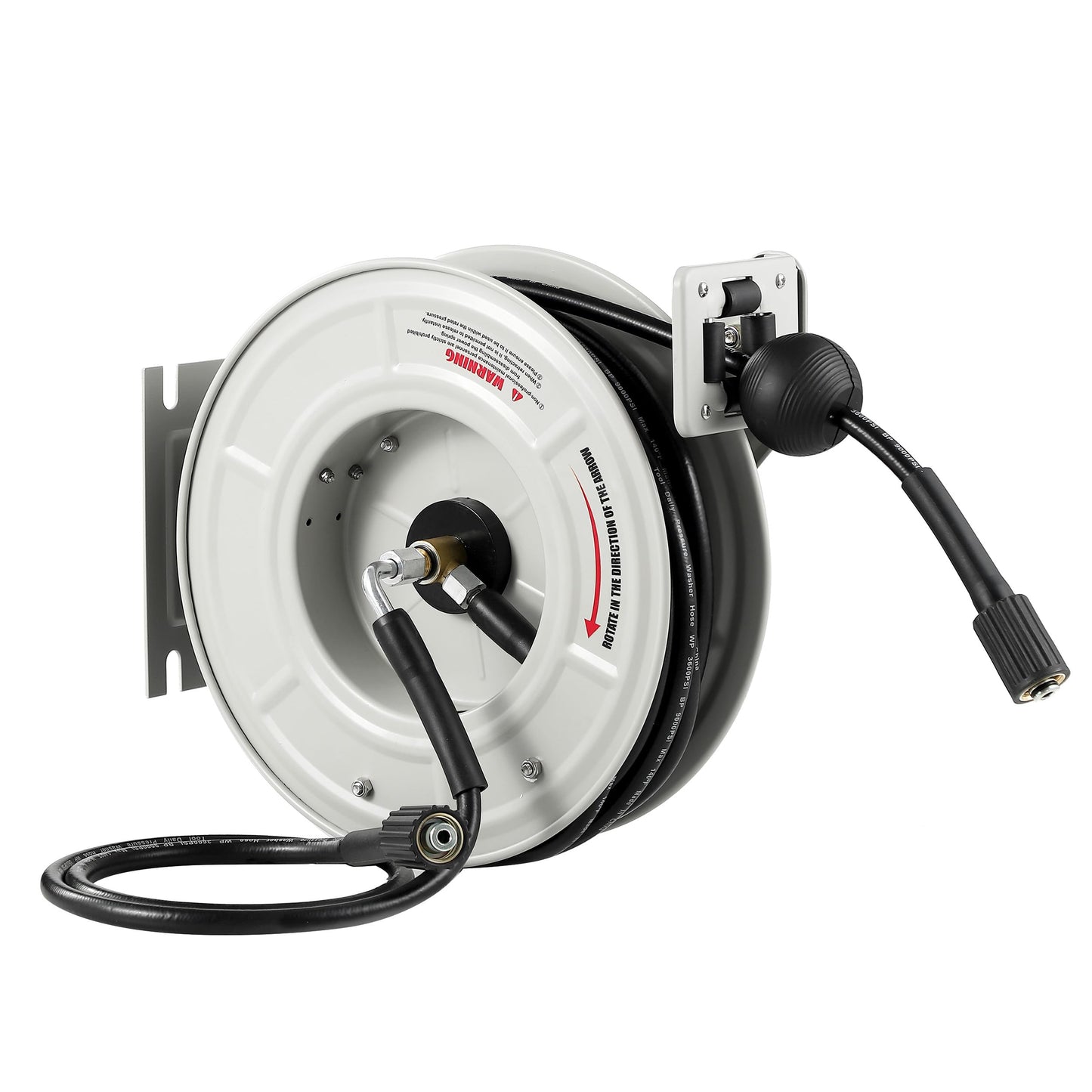 Tool Daily Retractable Pressure Washer Hose Reel 60 FT x 1/4”, Heavy Duty Power Washer Hose Reel 3600 PSI, Auto-Rewinding, Wall/Floor Mounted