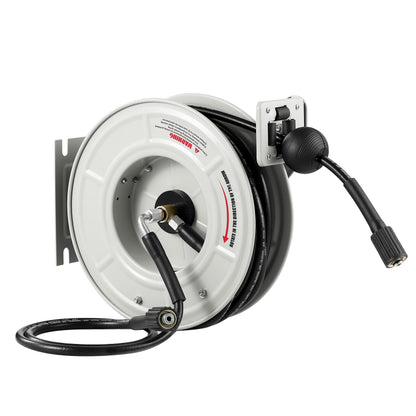 Tool Daily Retractable Pressure Washer Hose Reel 60 FT x 1/4”, Heavy Duty Power Washer Hose Reel 3600 PSI, Auto-Rewinding, Wall/Floor Mounted