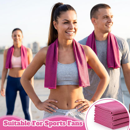 Honoson 20 Pack Cooling Towels Bulk 27 x 16 Inch Ice Breathable Soft Chilly Sweat Rag Cold Towels for Neck and Face for Hot Weather Yoga Gym Sport Running Golf Workout Fitness Camping(Rose Red)