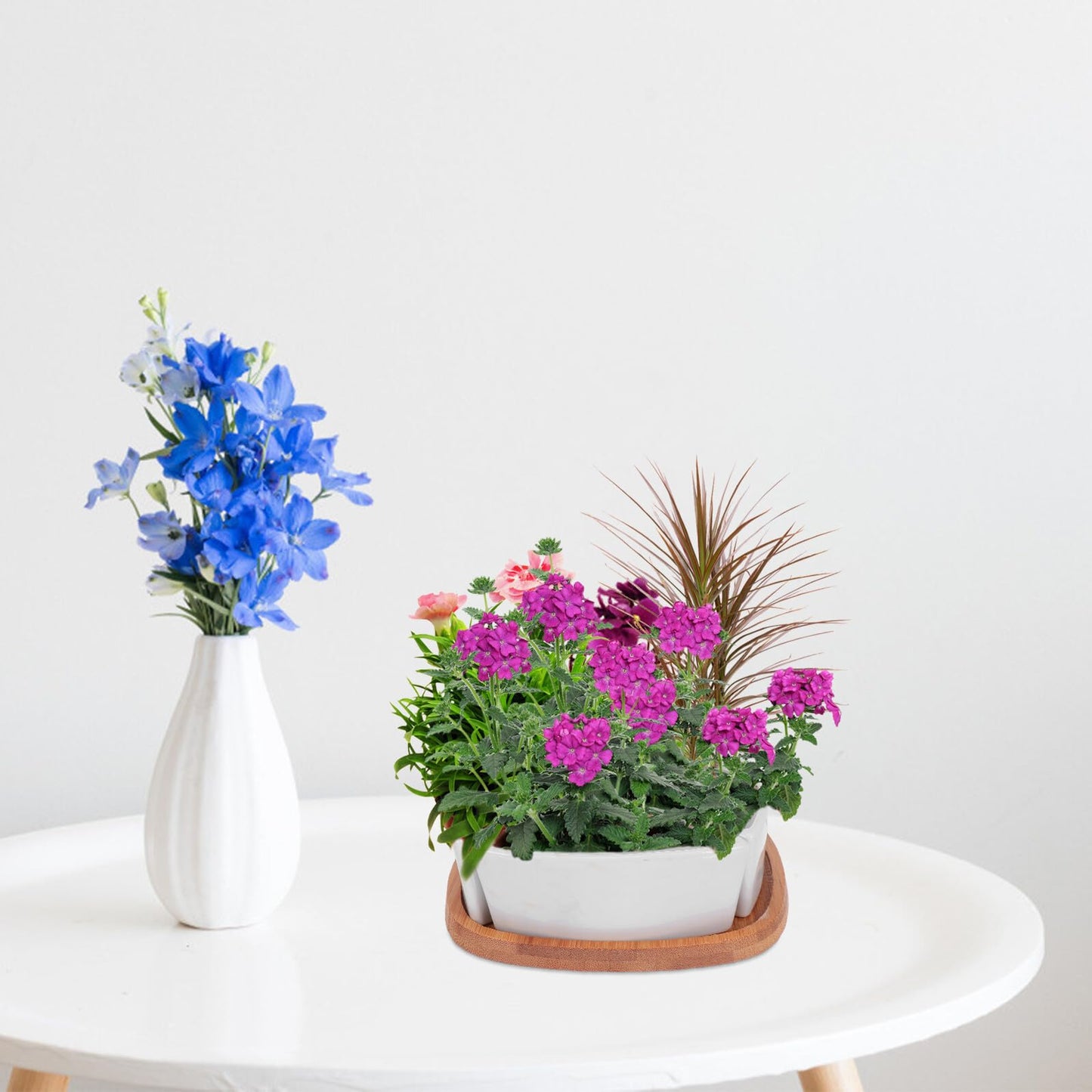 NULYLU 4pcs Mini Ceramic Succulent Flowerpot Set with Saucers, White Desktop Planters for Indoor Gardening and Small Plant Pots
