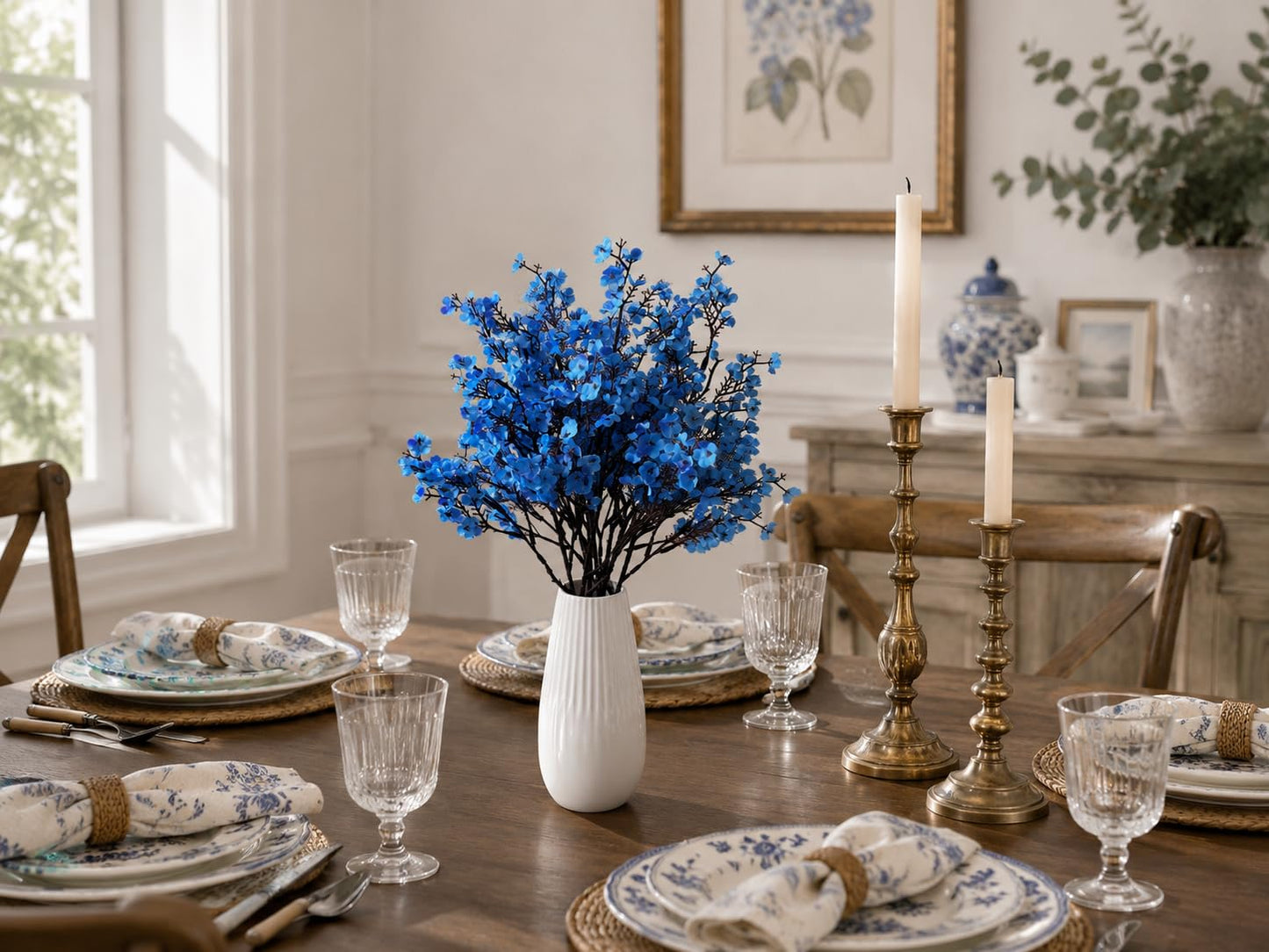 Mandy's 6 Bundles Artificial Royal Blue Baby’s Breath Flowers