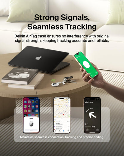 Belkin F8W974 AirTag Case with Strap (Secure Holder Protective Cover for Air Tag with Scratch Resistance Accessory) – White, Tag not included