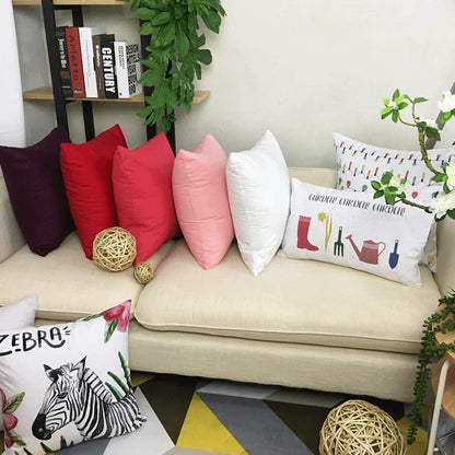 Thmyo 4-Pack 100% Cotton Comfortable Solid Decorative Throw Pillow Cases Square Cushion Cover Pillowcases Sublimation Blank Christmas DIY Throw Pillow Covers for Sofa Bed Car(18x18 inch/ 45x45cm,Red)