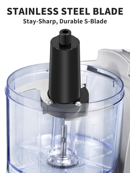 Reemix 1.5-Cup One-Touch Electric Food Chopper, 100W Mini Food Processor Meat Grinder, Mix, Chop, Mince and Blend Vegetables, Fruits, Nuts, Meats, Stainless Steel Blade (Black)
