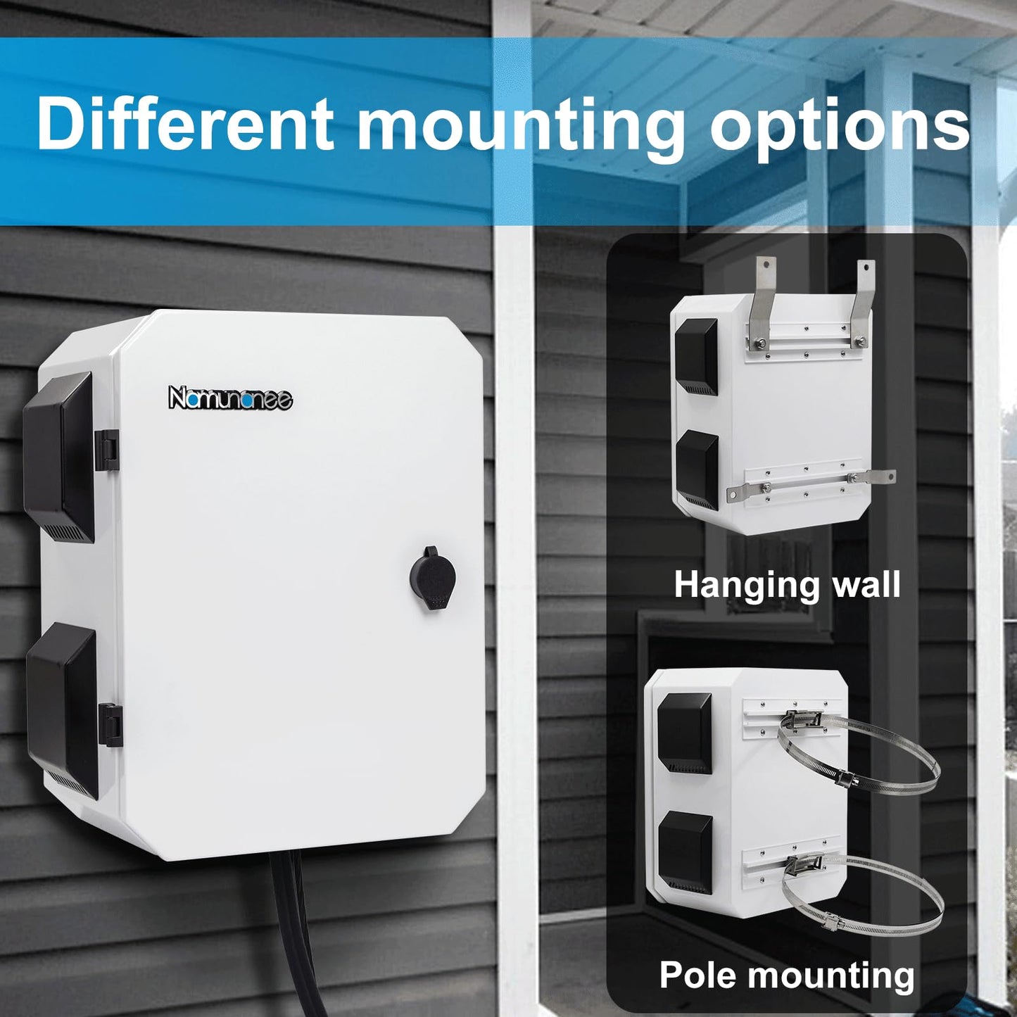 Outdoor Electrical Box with Thermostat and Fan, Cold-Rolled Steel Plate, Aluminum Alloy Back Beam, One-Piece Ventilation Design, IP65 Waterproof, Wall/Pole Mounted. (15.7" x 11.8" x 7.9")
