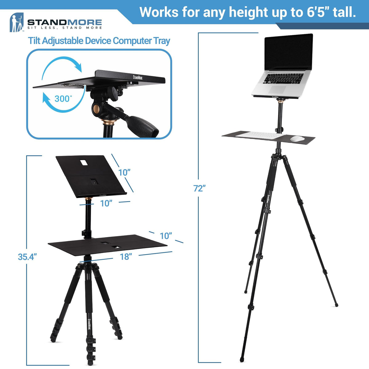 Portable Standing Desk with Keyboard Tray - Ergonomic, Height Adjustable Table with Carrying Bag for Indoor and Outdoor Use. Lightweight Design to Work Anywhere, Stay Healthy, and Stand More