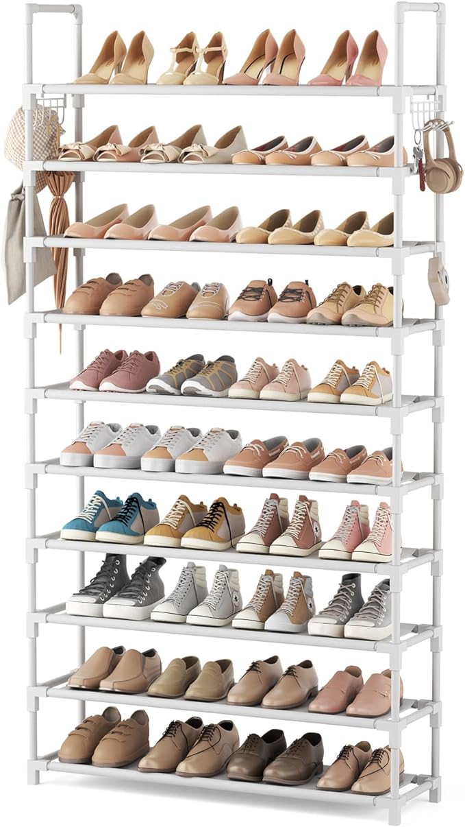 VTRIN 10 Tiers Shoe Rack Tall Large Capacity Wide Shoe Organizer Sturdy Shoe