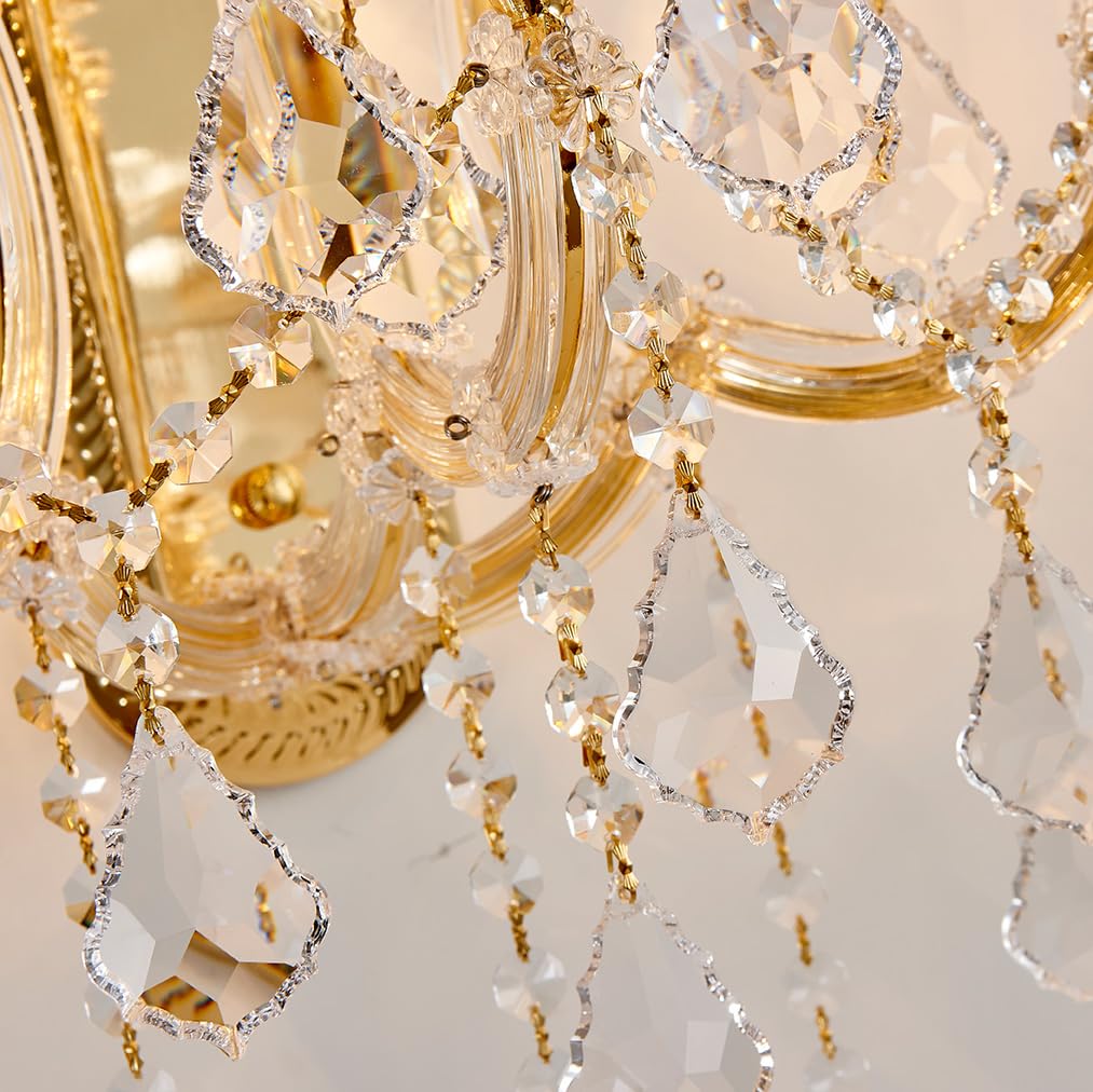 TMAFON Large Modern Crystal Wall Lights - 6 Lights Maria Theresa Wall Lamp Chandelier Light Fixtures, Gold Wall Mounted Sconce for Hotel, Living Room, Hall, Lobby