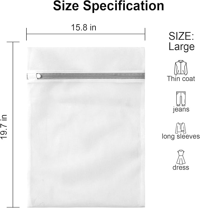 3 Pack Large Mesh Laundry Bags by MDSXO- Fine Durable Lingerie Delicates Bag