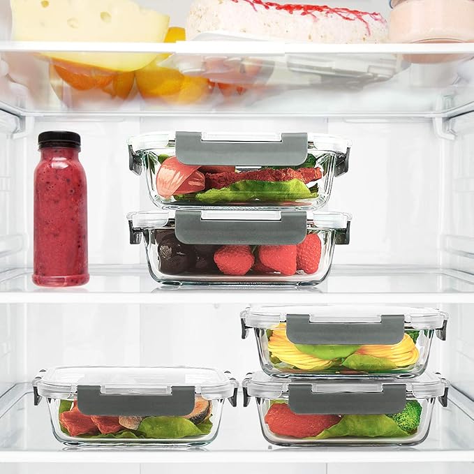 M MCIRCO 10-Pack, 22 Oz Glass Meal Prep Containers, Glass Food Storage