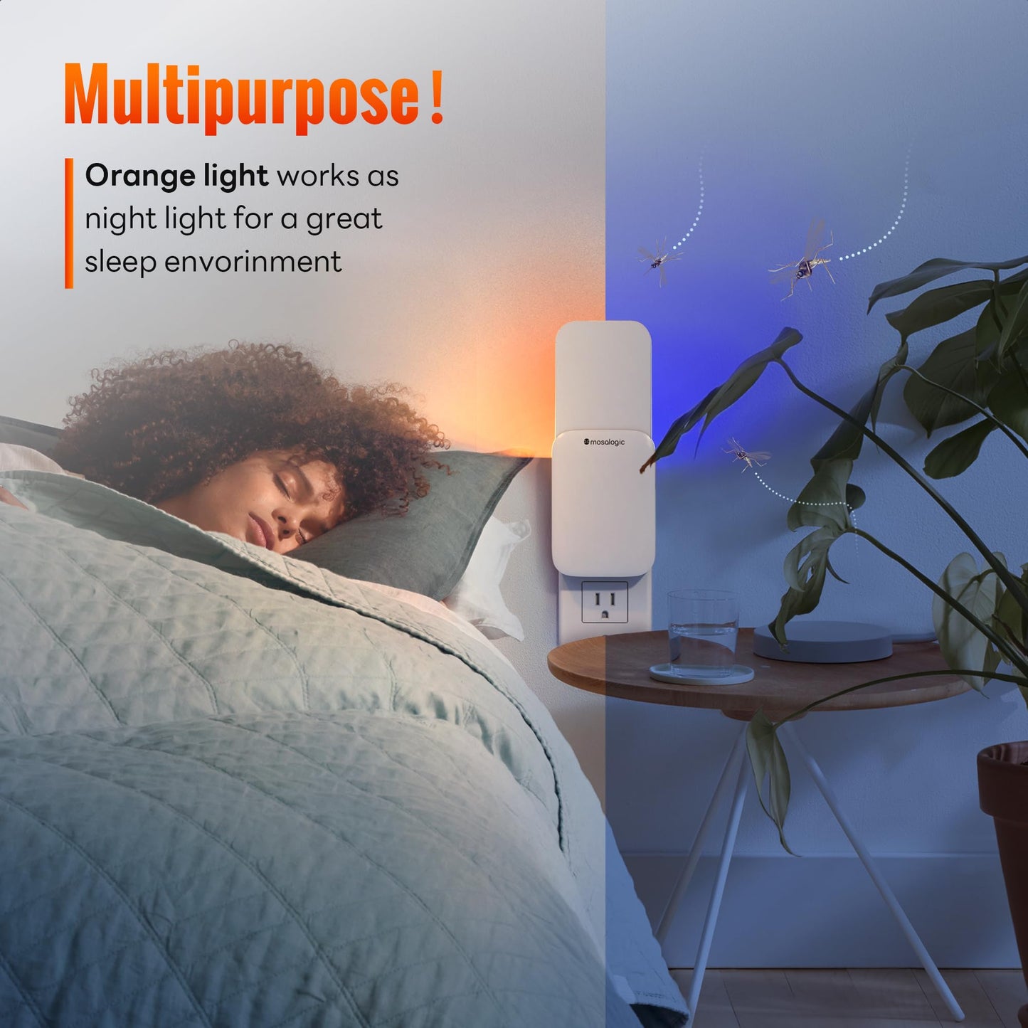 Mosalogic Fruit Fly Traps for Indoors Gnat Trap for House Indoor-600 Sqft Protection Area UV Fly Insect Trapper for Fruit Flies，Gnat，Mosquito，and Other Flying Insect Plug in Bug Zapper Killer White