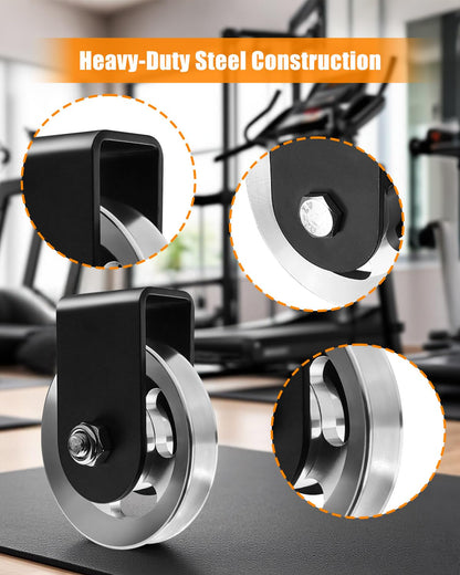 HZSIFU Power Rack Pulley Attachment Home Gym, for Power Cage with Quiet Aluminum Pulldown, Heavy Duty 304 Steel Cable LAT Pulley Machine System