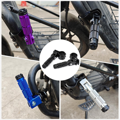 BEAROLNE M8 Motorcycle Foot Pegs CNC Upgraded Foldable Footpegs Anti-Skid Footrest for Yamaha Honda Suzuki Aprilia Electric Car Dirt Pit Bike Motorbike Mini Bike Passenger Pedals (Black)