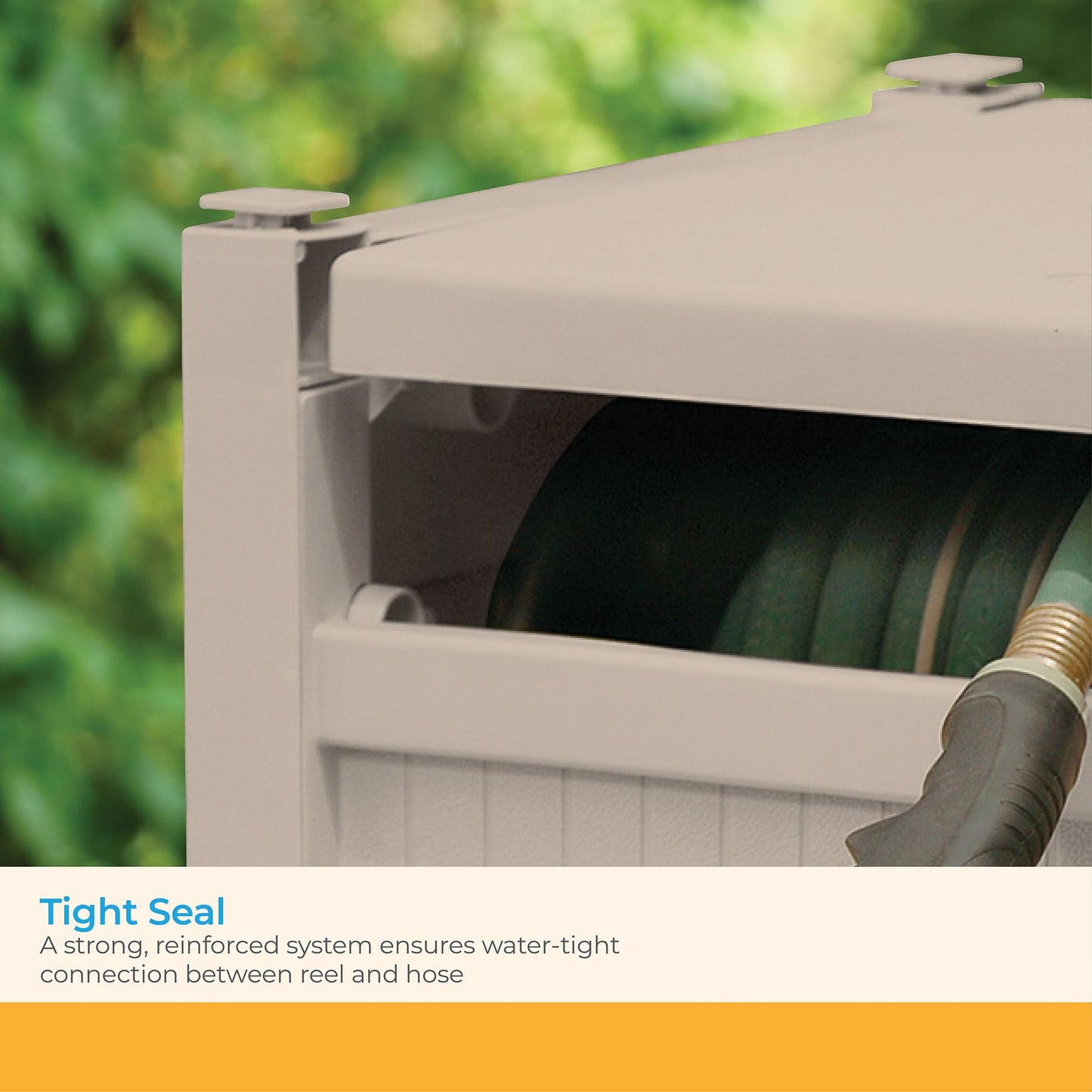 Suncast Garden Hose Reel Hideaway for 5/8" Hoses, Retracting Storage of 100ft, Light Taupe