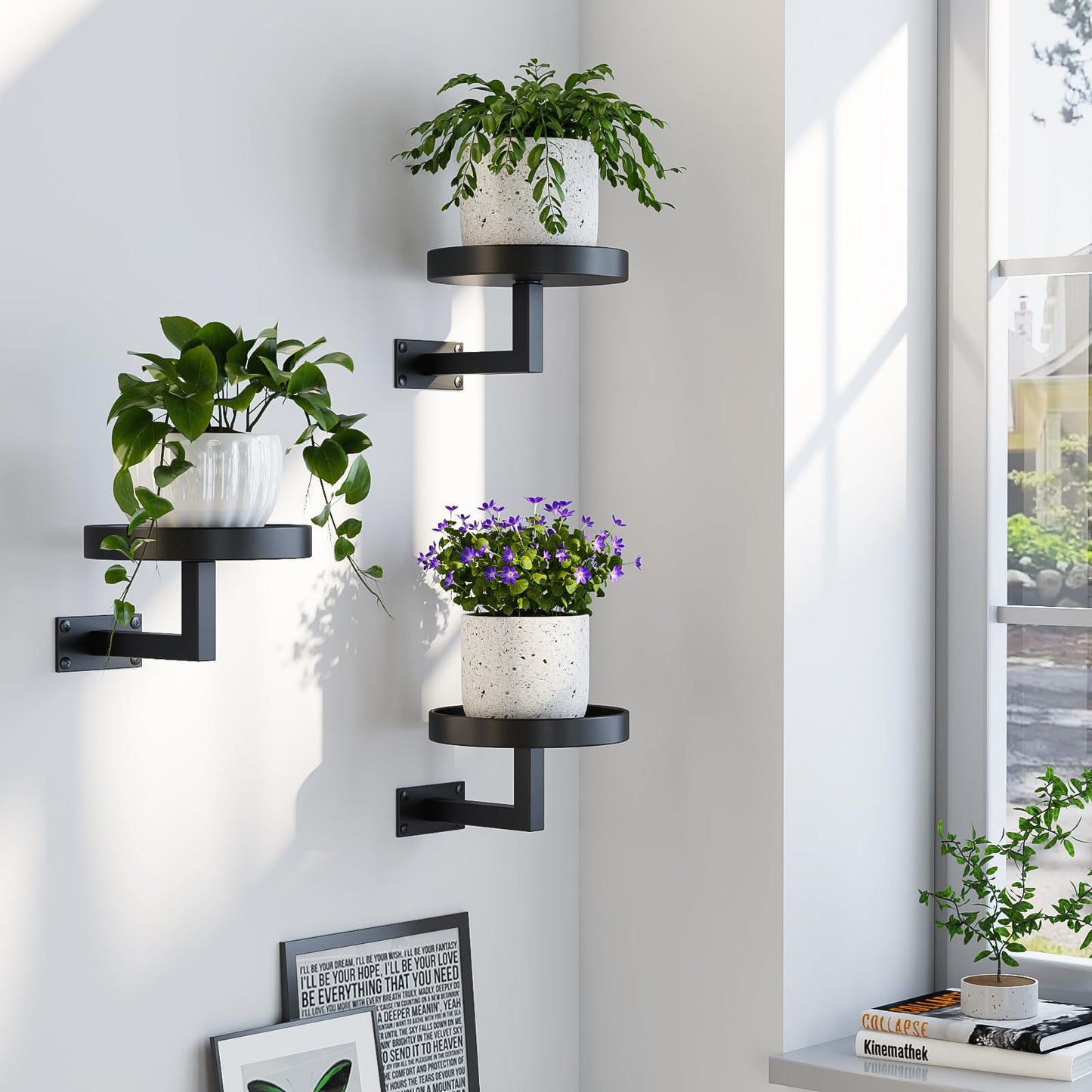 Awelov Wall Planters for Indoor Plants 3 Pack Floating Wall Mounted Plant Holder for Window, Bedroom, Living Room & Home Decor