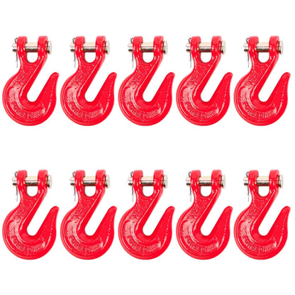 Lechansen 1/2'' G80 Clevis Grab Hook,10 Pack Grade 80 Chain Hooks 1/2 Inch Heavy Duty, 12,000 Lbs Working Load Limit Tow Hooks Transport Chain Hooks for G80 Binder and Chains - Red