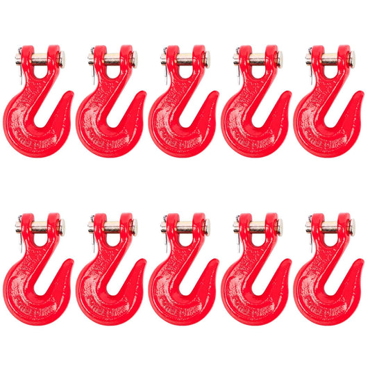 Lechansen 1/2'' G80 Clevis Grab Hook,10 Pack Grade 80 Chain Hooks 1/2 Inch Heavy Duty, 12,000 Lbs Working Load Limit Tow Hooks Transport Chain Hooks for G80 Binder and Chains - Red