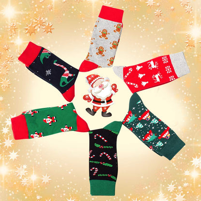 BONANGEL Christmas Socks for Men, 6 Pairs Mens Holiday Socks, Christmas Gifts for Men
