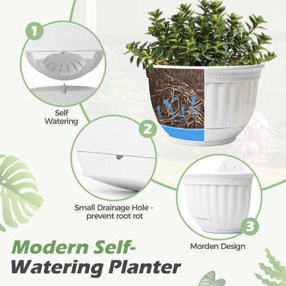 T4U Resin Wall Hanging Planter Marble Gray Set of 4, Wall Mounted Garden Plant Flower Pot Basket Container Indoor Outdoor Use for Orchid Herb Succulent Cactus Home Office Porch Decoration Gift