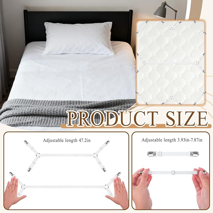 16 Pcs Bed Sheet Straps Sets-2 Style Adjustable Bed Sheet Fasteners Holders