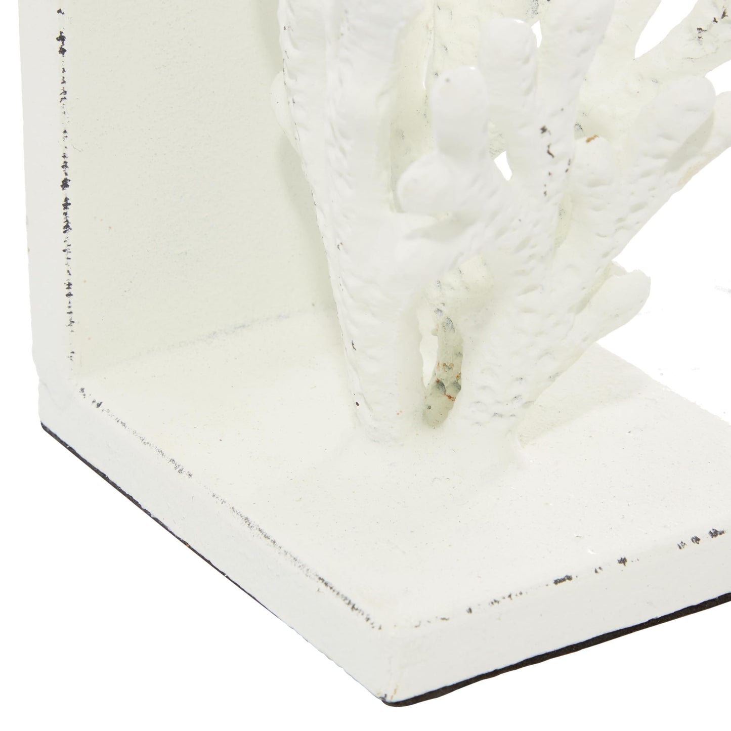 Deco 79 Metal Coral Decorative Bookends Non Skid Bookends, Set of 2 Office Bookends5"W, 7"H, White