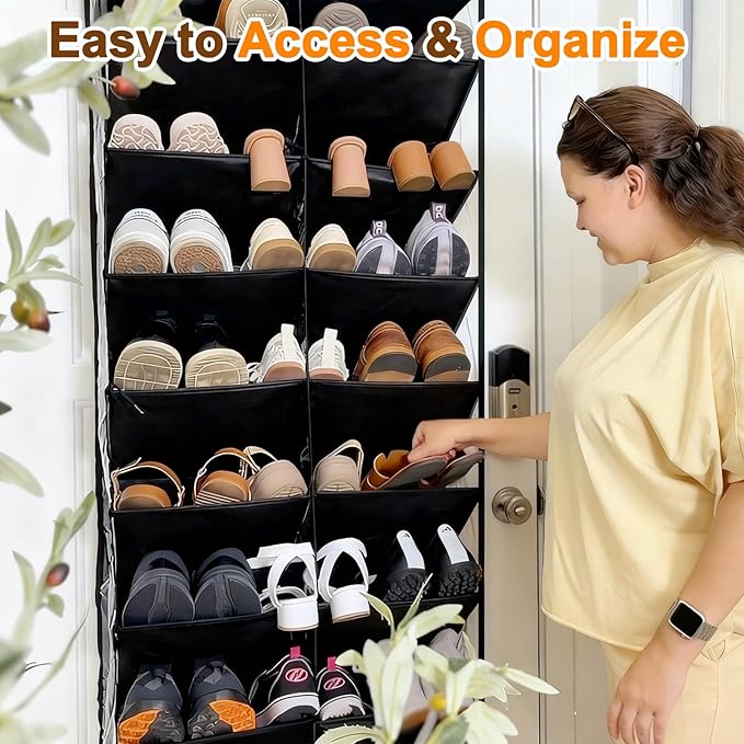 20-30 Pairs Over the Door Shoe Organizer, 10-Tier Door Shoes Rack, Handing