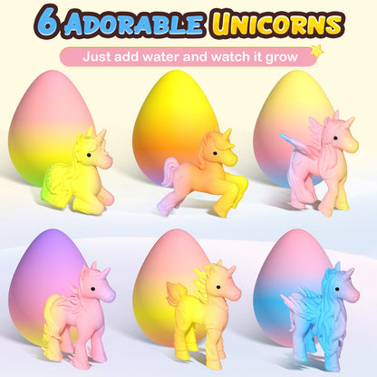 Unicorn Hatching Rainbow Eggs for Kids - 6 Pack Unicorn Toys for Boys & Girls, Birthday Easter Basket Stuffers Gift Ideas for Kids 3+ Year Old - Girl Gifts for Ages 3 4 5 6 7 8