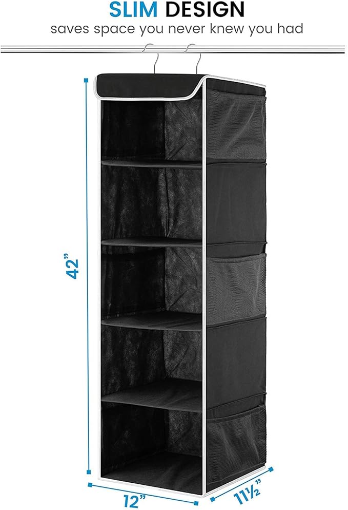 ZOBER Hanging Closet Organizer, 5-Shelf