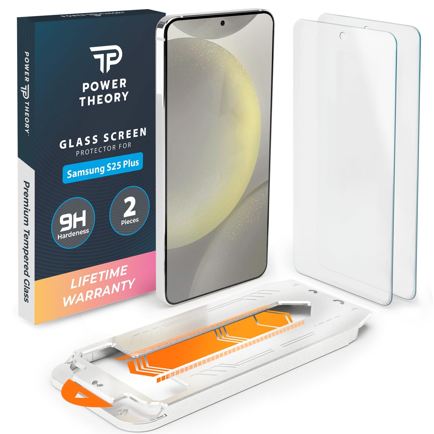 Power Theory Designed for Samsung Galaxy S21 FE 5G Screen Protector Tempered Glass [9H Hardness], Easy Install Kit, 99% HD Bubble Free Clear, Case Friendly, Anti-Scratch, 2 Pack