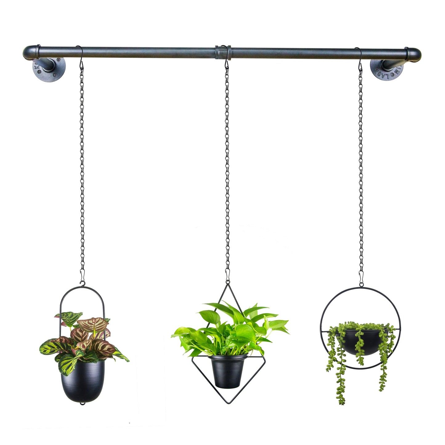 HemePaha Metal Plant Hanger Indoor with 3 Hanging Chains, 38.2 Inch Black Hanging Planters Rod for Indoor Plants, Wall Hanging Plant Holder for Window, Ceiling (Hanging Planters Not Included)