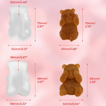 Set of 2 Panda Silicone Molds, 2 Silicone Bears Animal Candle Molds for Party Chocolate, Suitable fit for Resin DIY