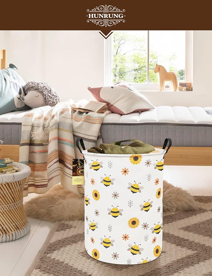 HUNRUNG Laundry Hamper, Large Canvas Fabric Lightweight Storage Basket Toy
