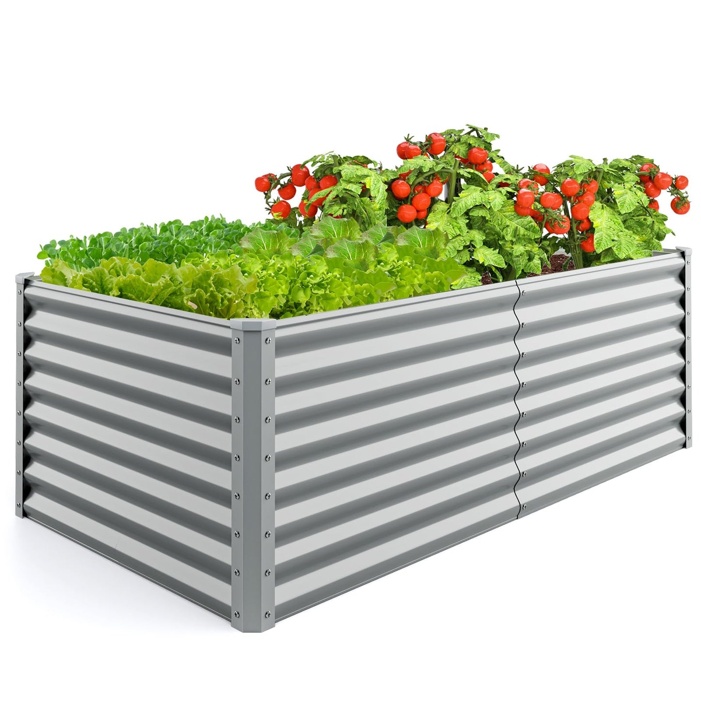 Giantex 6x3x2ft Raised Garden Bed, Large Metal Elevated Rectangular Planter Bed, 271 Gallon Capacity, Outdoor Planting Garden Box for Vegetable Flower Herb Grow (Grey)