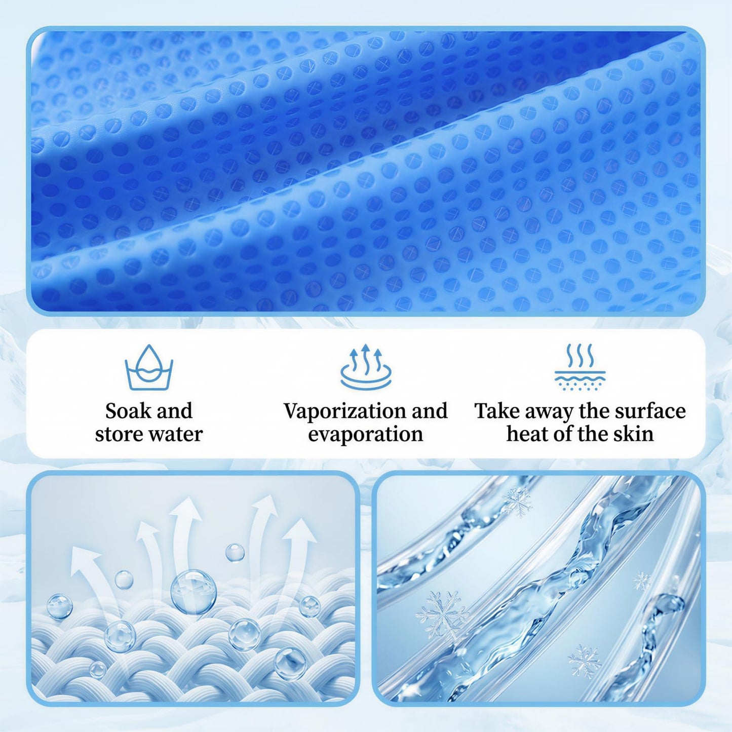 Premium PVA Cooling Towels for Neck and Face,4pcs 33"*12.7" Cooling Neck Wraps with Textured Dot Surface for Summer Heat,Cool Rags for Hot Weather, Cold Scarf for Gym Yoga Run,Blue (Blue)