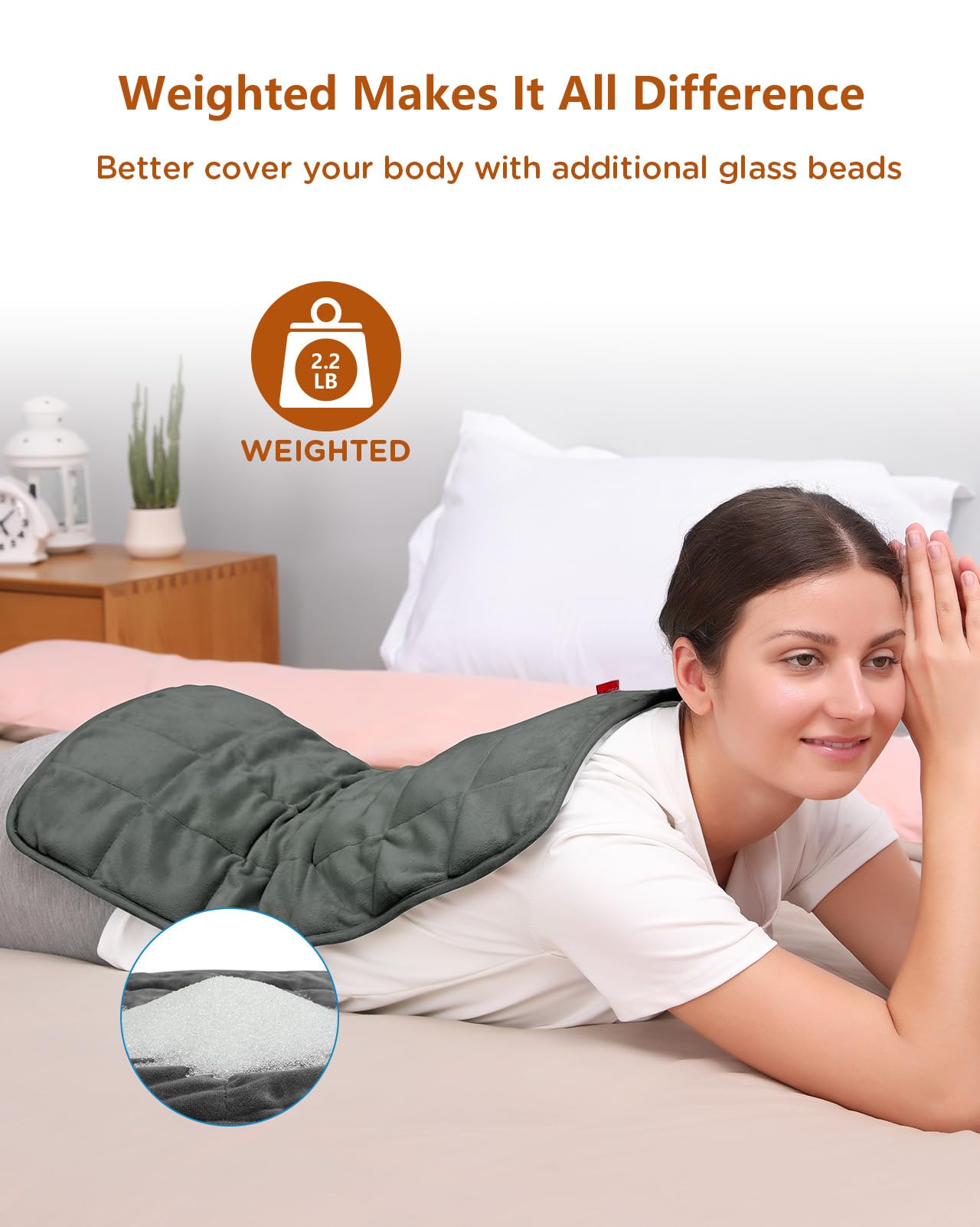 Comfytemp Weighted Heating Pad for Back & Period Cramps, FSA Eligible, Birthday Gifts for Mom Dad Women Men, 2.2lb HSA Electric Heat Pad for Neck Shoulder Pain Relief, 2H Auto-Off Heated Pad, 12x24