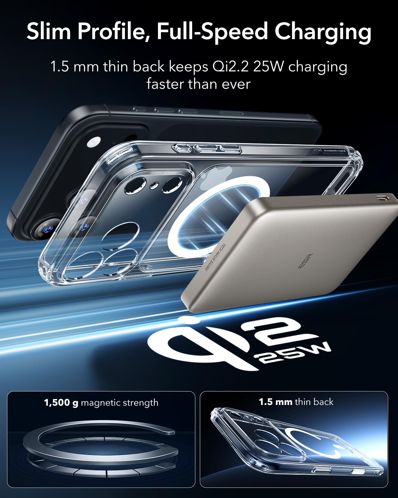 ESR for iPhone 17 Pro Max Case, Camera Control, Compatible with MagSafe, Shockproof Military-Grade Protection, Magnetic Phone Case for iPhone 17 Pro Max, Classic Hybrid Case (HaloLock), Clear