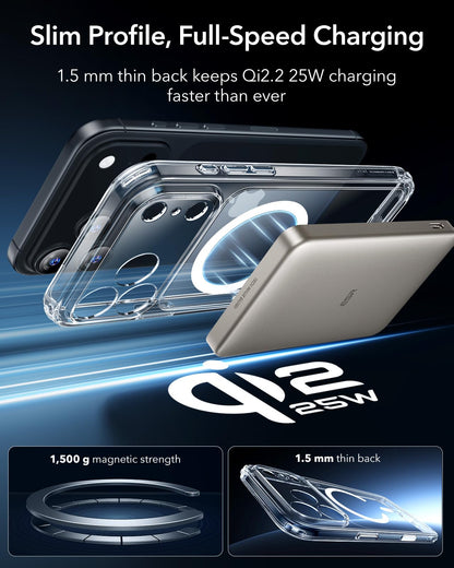 ESR for iPhone 17 Pro Max Case, Camera Control, Compatible with MagSafe, Shockproof Military-Grade Protection, Magnetic Phone Case for iPhone 17 Pro Max, Classic Hybrid Case (HaloLock), Clear