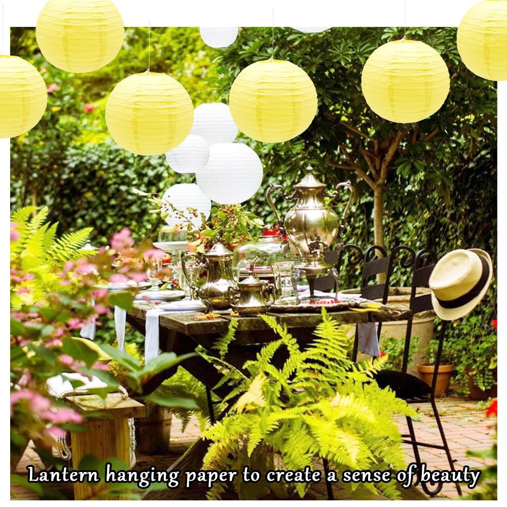 Ruidee 6Pcs Paper Lanterns Decorative Round Hanging Paper Lanterns for Birthday, Wedding, Christmas Xmas, Bridal, Home Decor, Party Decoration（12in/Yellow）