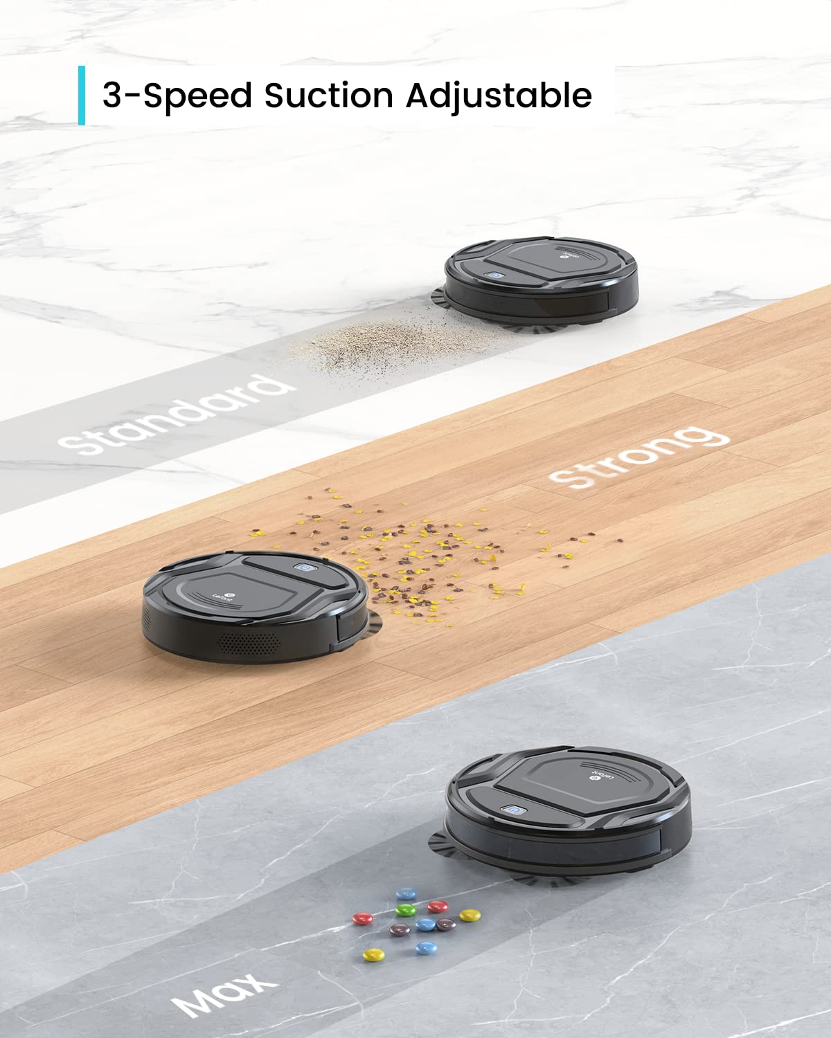 Lefant M210 Pro Robot Vacuum, Slim Quiet, 3 Adjustable Suction Levels, 6 Modes, Robot Vacuum Cleaner for Pet Hair, Hard Floors & Low Carpets, Self-Charging, WiFi/App/Alexa Control, Gray