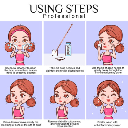 Teenitor Pimple Extractor Acne Treatment Tool Surgical Grade Blackhead Comedone Removal 2-in-1 Popper Tool for Face Nose Blackhead Extractor Tool Silver