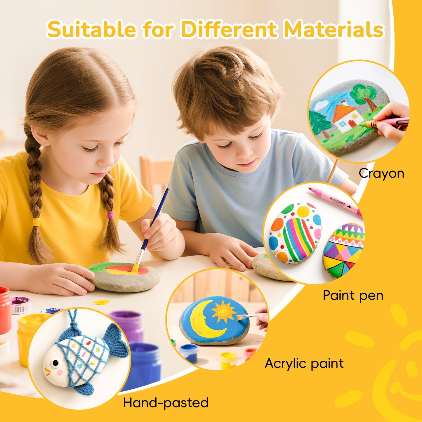 Simetufy 25 Pcs Large Rocks for Painting, 4-5 Inch River Rocks Painting Stones Smooth Flat Rocks for Painting, Natural Rocks to Paint for Arts DIY Crafts Kids Painting