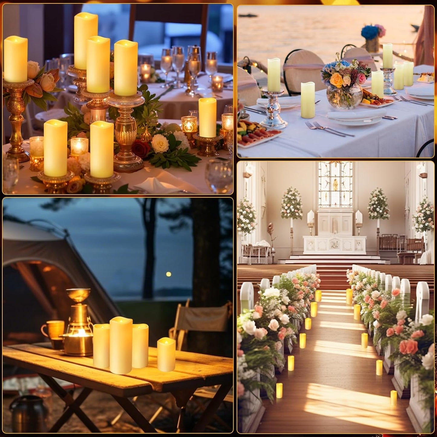 Enpornk Set of 24 Flameless Led Battery Opeated (D2.2'' x H4''5''6'') Waterproof Outdoor Indoor Candles with 10-Key Remotes and Cycling 24 Hours Timer