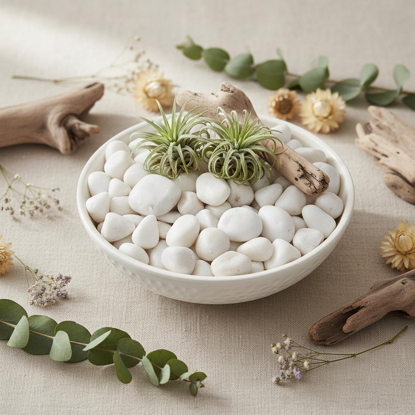 Midwest Hearth Decorative Polished White Stones, 1 to 2 Inch Natural River Pebbles, Vase Filler, Succulent, Fairy Garden, Flower Arrangement, Landscaping, Eco-Friendly, Non-Toxic, 5-lb Bag